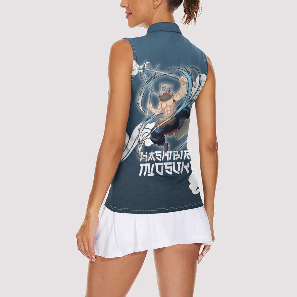 Hashibira Inosuke Demon Slayer Women Sleeveless Polo Shirt Whirlwind Anime Cloud Pattern Style