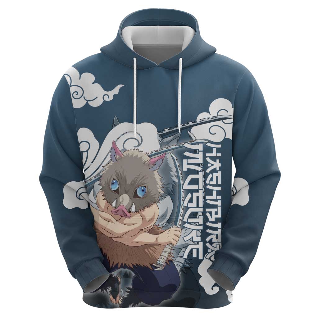 Hashibira Inosuke Demon Slayer Zip Hoodie Whirlwind Anime Cloud Pattern Style