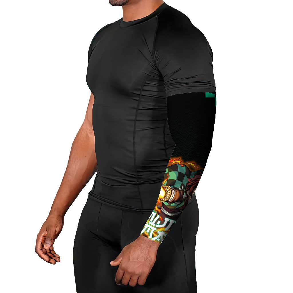 Tanjiro Kamado Demon Slayer Arm Sleeves Fiery Checkered Anime Wave Style