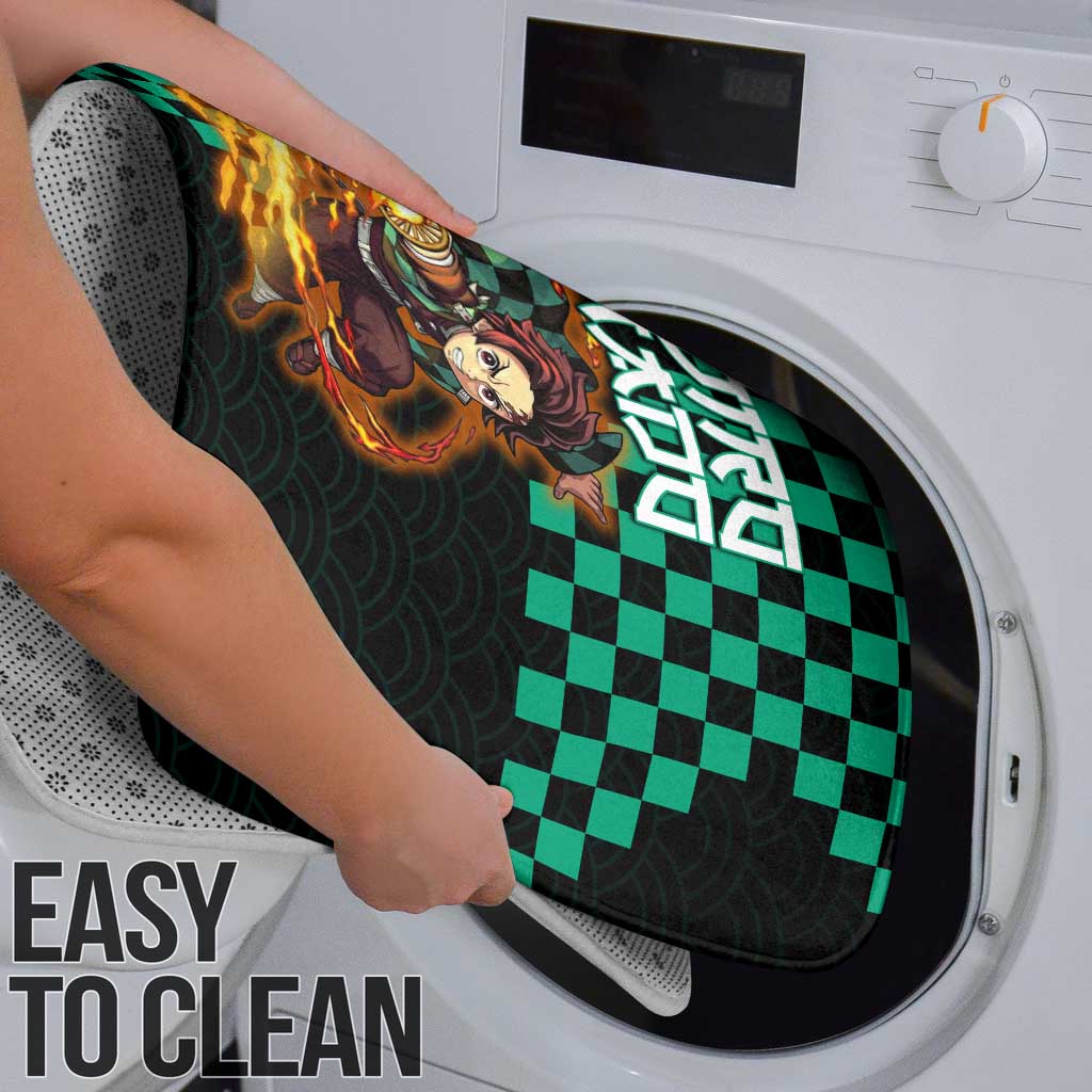 Tanjiro Kamado Demon Slayer Bathroom Set Fiery Checkered Anime Wave Style