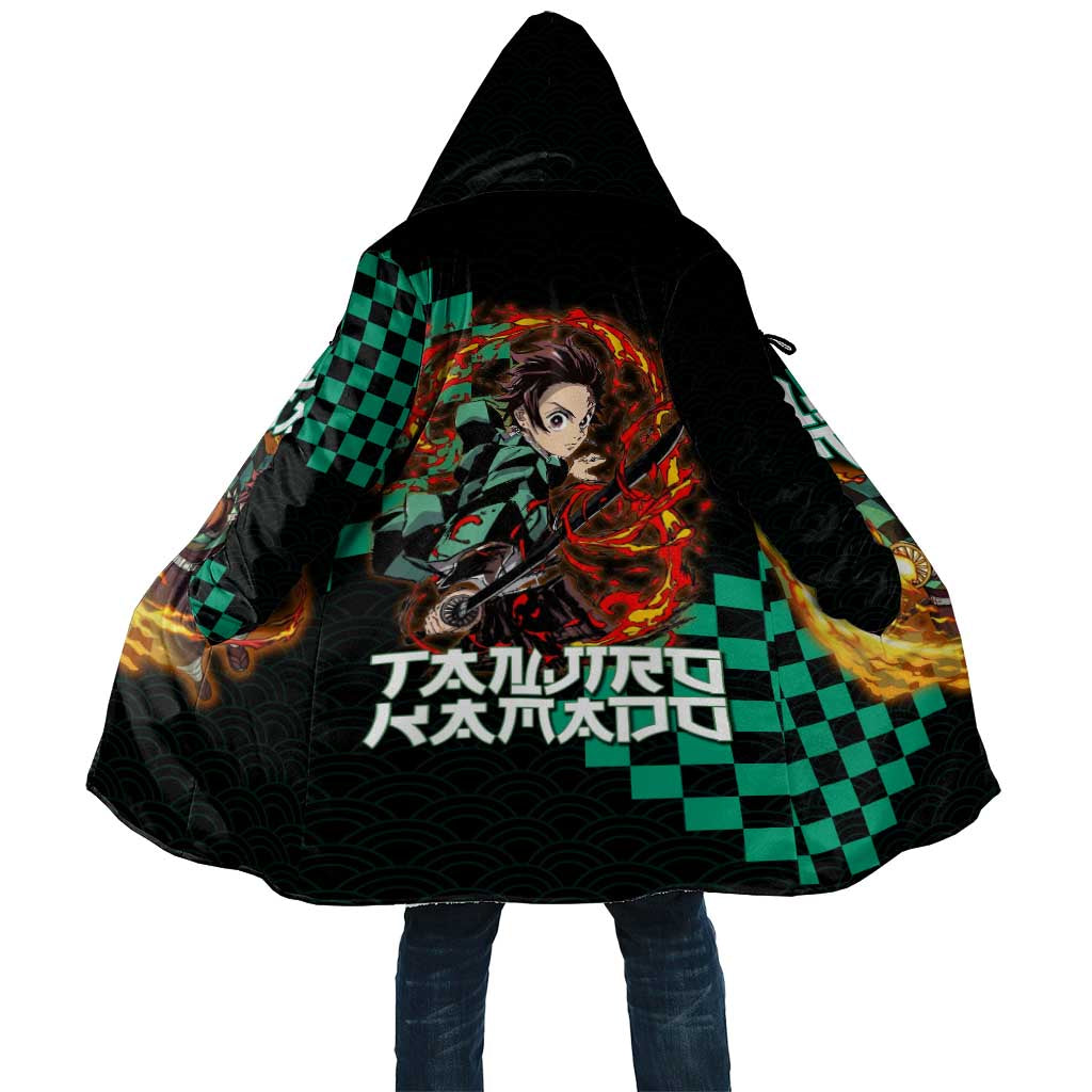 Tanjiro Kamado Demon Slayer Cloak Fiery Checkered Anime Wave Style