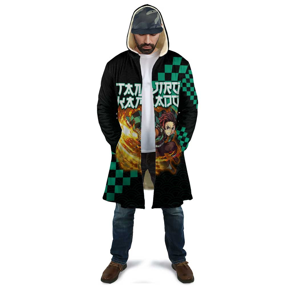 Tanjiro Kamado Demon Slayer Cloak Fiery Checkered Anime Wave Style
