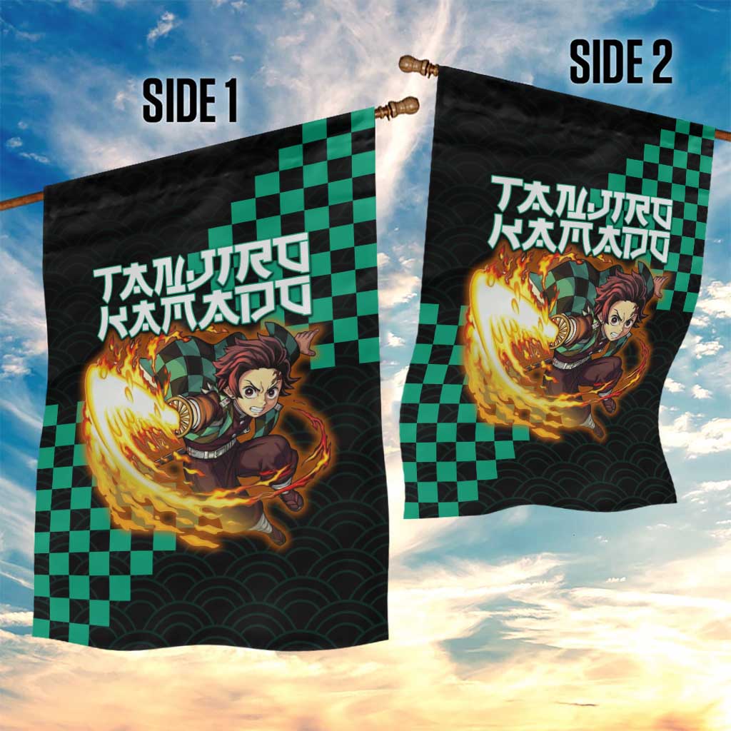 Tanjiro Kamado Demon Slayer Garden Flag Fiery Checkered Anime Wave Style