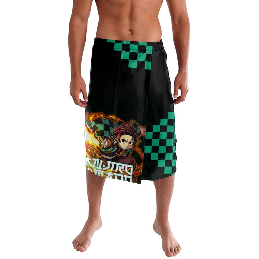 Tanjiro Kamado Demon Slayer Lavalava Fiery Checkered Anime Wave Style