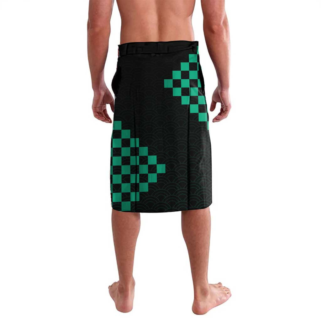 Tanjiro Kamado Demon Slayer Lavalava Fiery Checkered Anime Wave Style