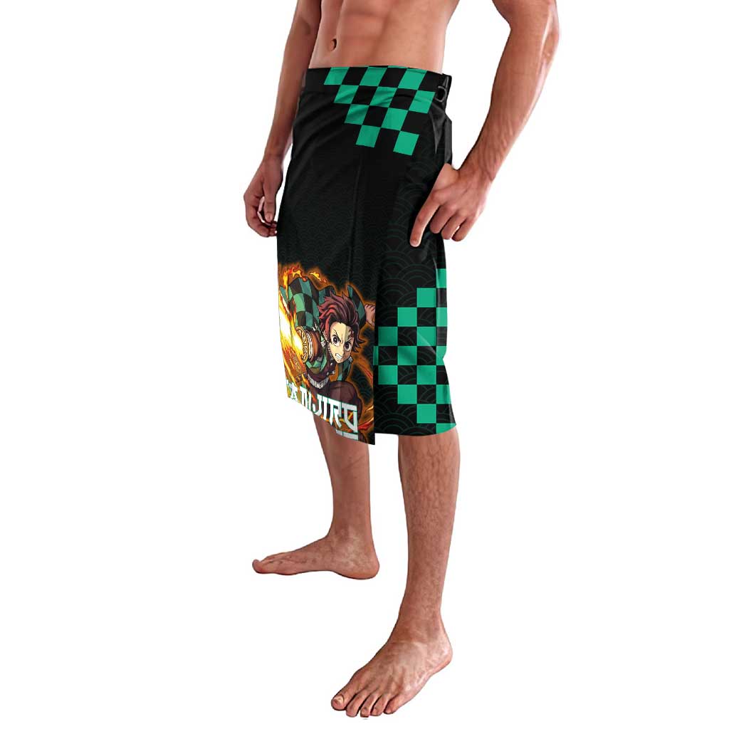 Tanjiro Kamado Demon Slayer Lavalava Fiery Checkered Anime Wave Style