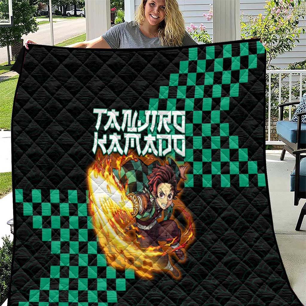 Tanjiro Kamado Demon Slayer Quilt Fiery Checkered Anime Wave Style