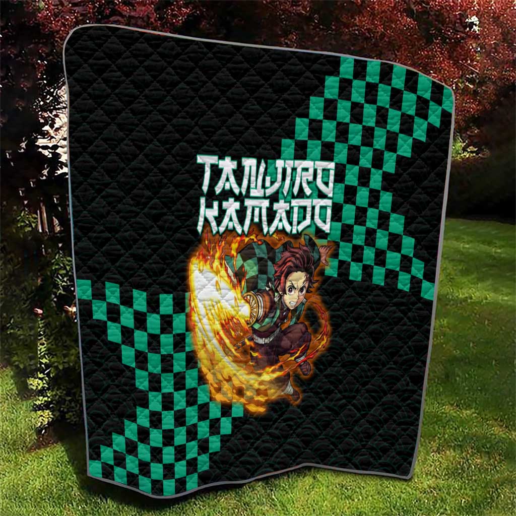 Tanjiro Kamado Demon Slayer Quilt Fiery Checkered Anime Wave Style