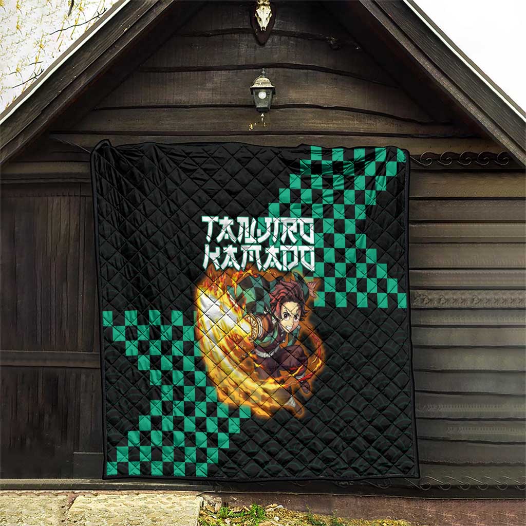 Tanjiro Kamado Demon Slayer Quilt Fiery Checkered Anime Wave Style