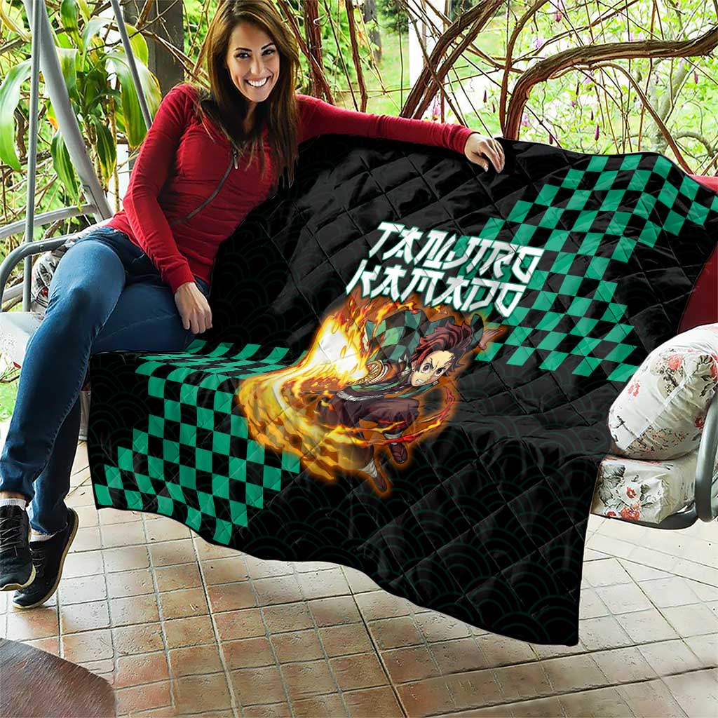 Tanjiro Kamado Demon Slayer Quilt Fiery Checkered Anime Wave Style