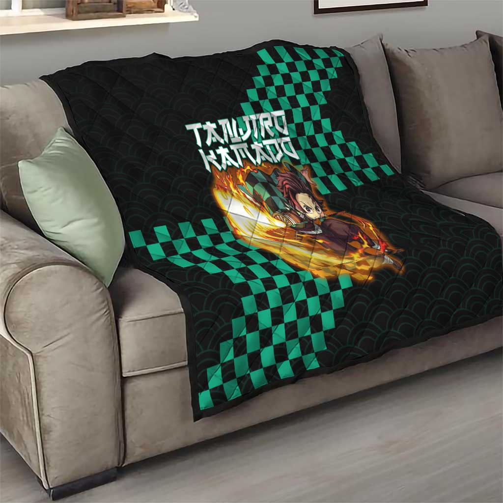 Tanjiro Kamado Demon Slayer Quilt Fiery Checkered Anime Wave Style