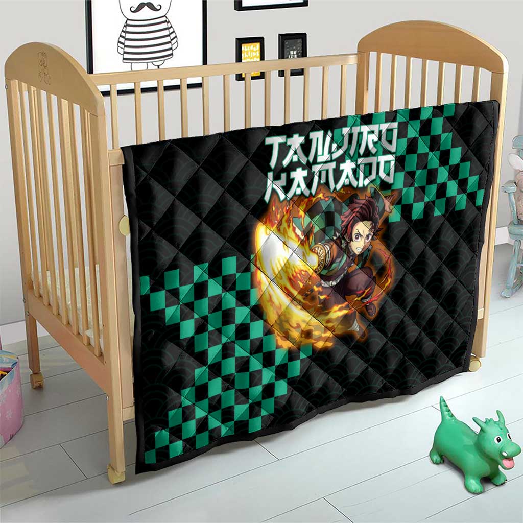 Tanjiro Kamado Demon Slayer Quilt Fiery Checkered Anime Wave Style
