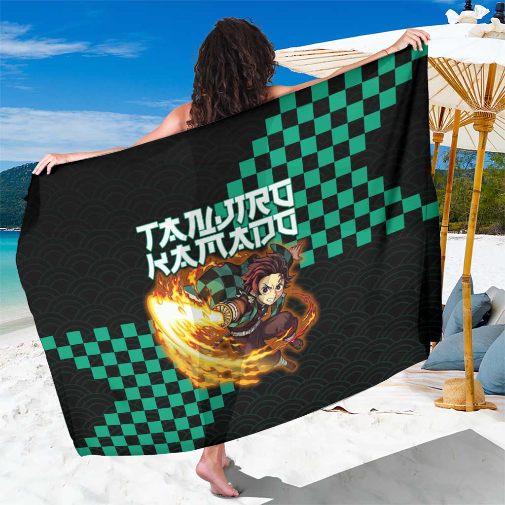 Tanjiro Kamado Demon Slayer Sarong Fiery Checkered Anime Wave Style