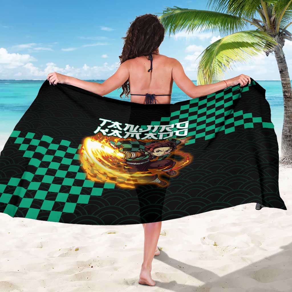 Tanjiro Kamado Demon Slayer Sarong Fiery Checkered Anime Wave Style