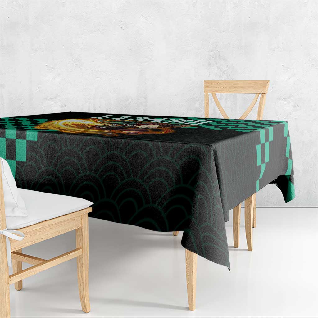 Tanjiro Kamado Demon Slayer Tablecloth Fiery Checkered Anime Wave Style