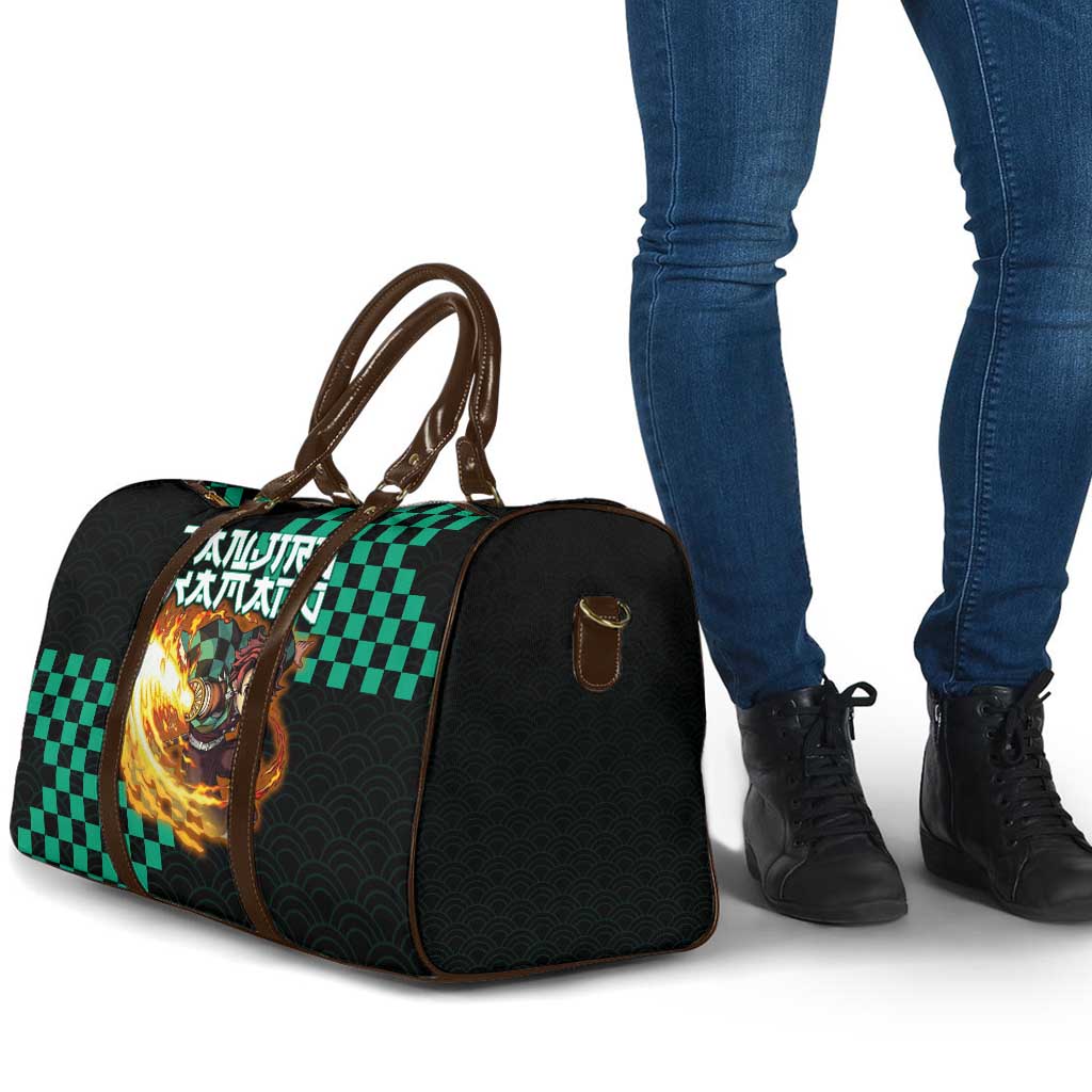 Tanjiro Kamado Demon Slayer Travel Bag Fiery Checkered Anime Wave Style