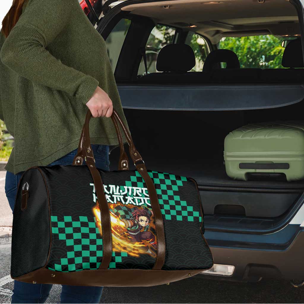 Tanjiro Kamado Demon Slayer Travel Bag Fiery Checkered Anime Wave Style
