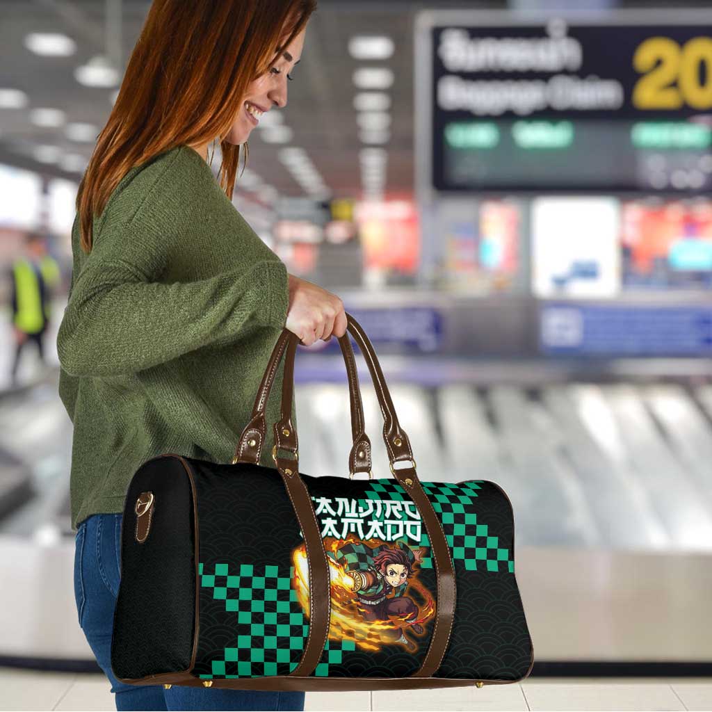 Tanjiro Kamado Demon Slayer Travel Bag Fiery Checkered Anime Wave Style