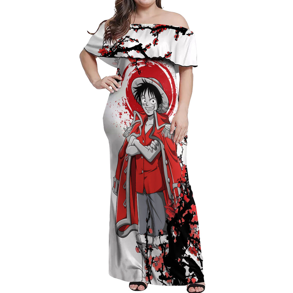 Luffy Pirate King - Japan Style Off Shoulder Maxi Dress