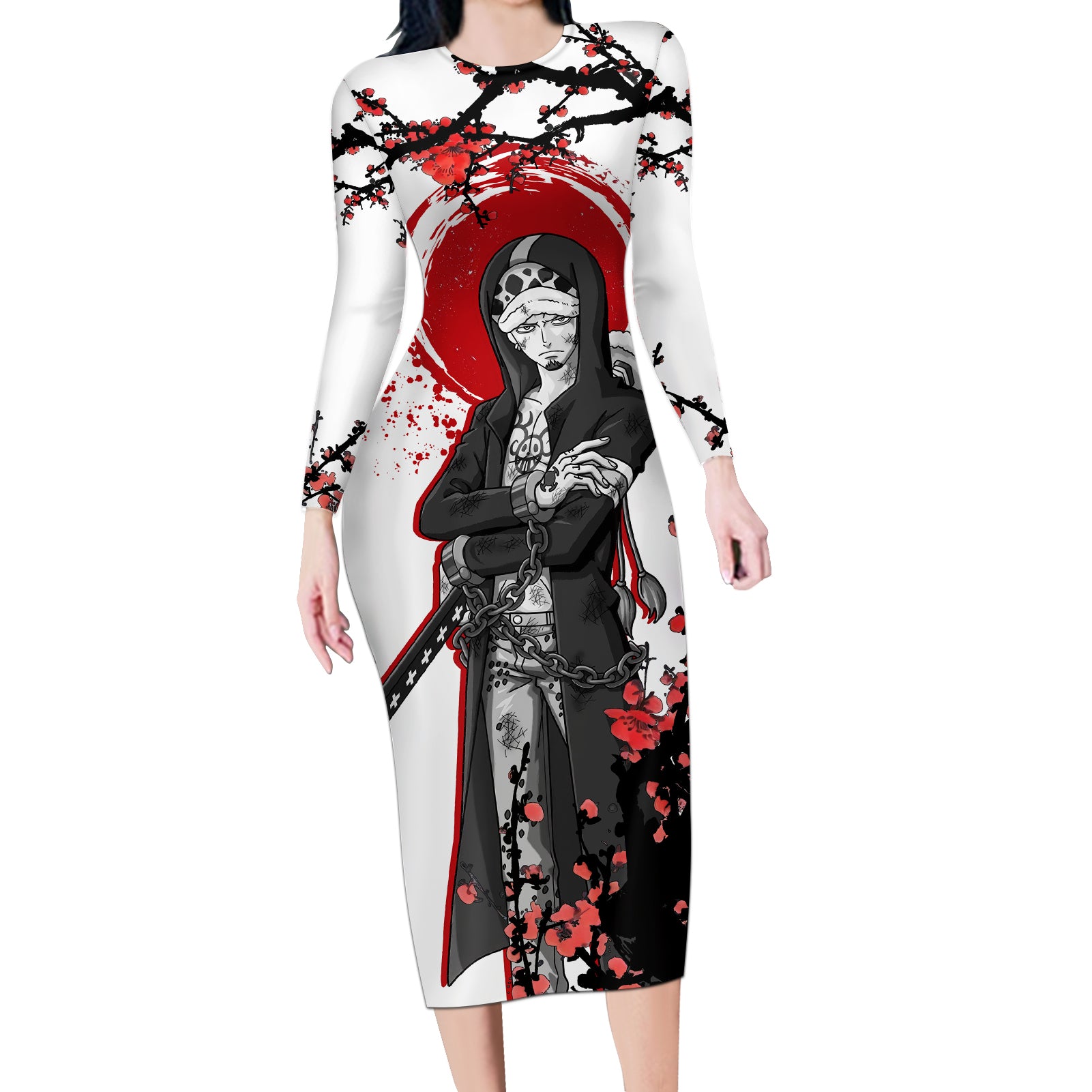 Trafalgar D Law - Japan Style Anime Long Sleeve Bodycon Dress