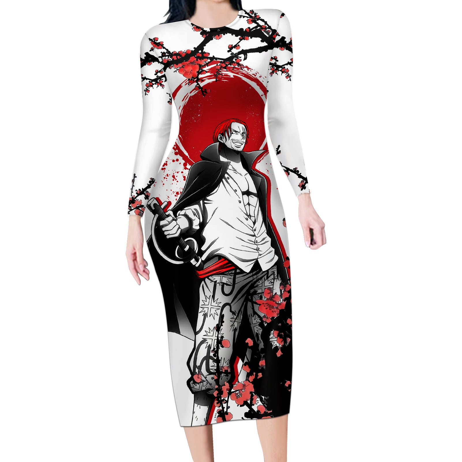Red-Haired Shanks - Japan Style Anime Long Sleeve Bodycon Dress