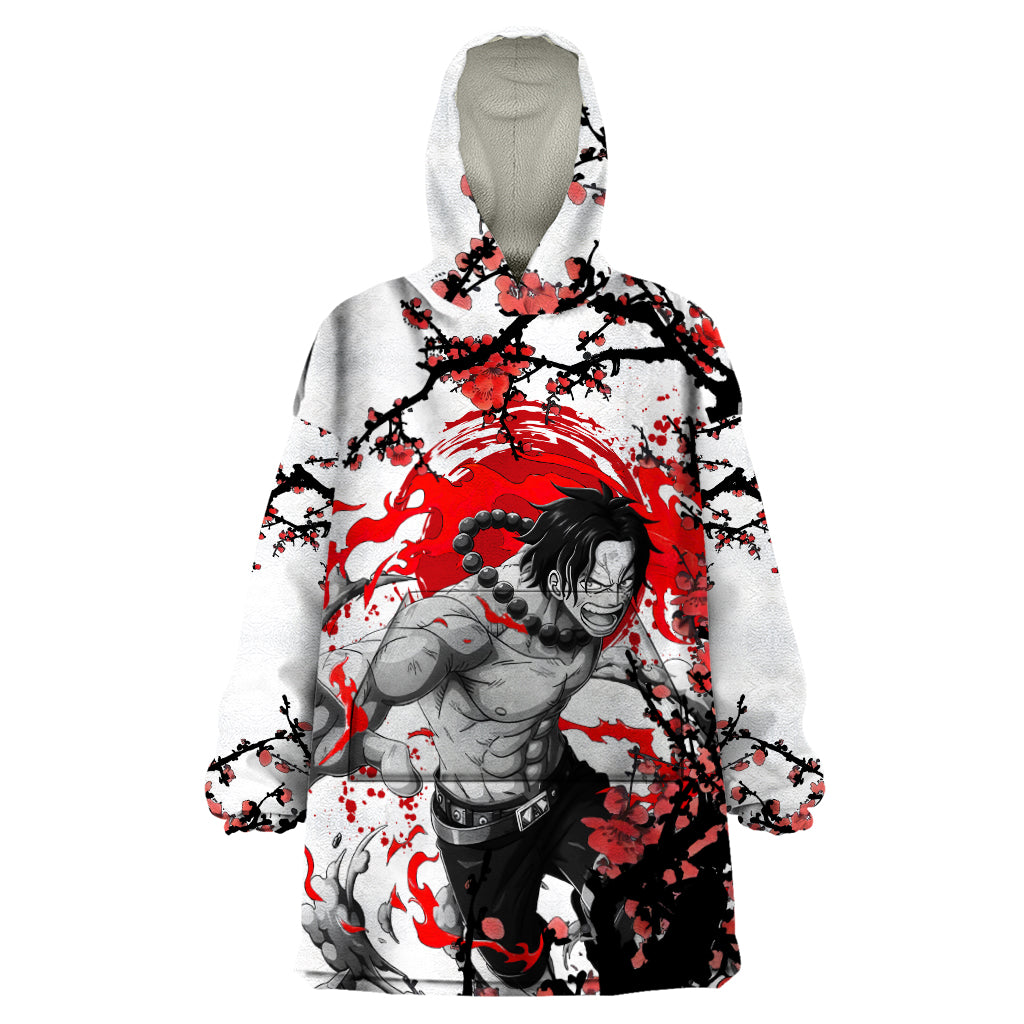 Portgas D. Ace- Japan Style One Piece Anime Wearable Blanket Hoodie