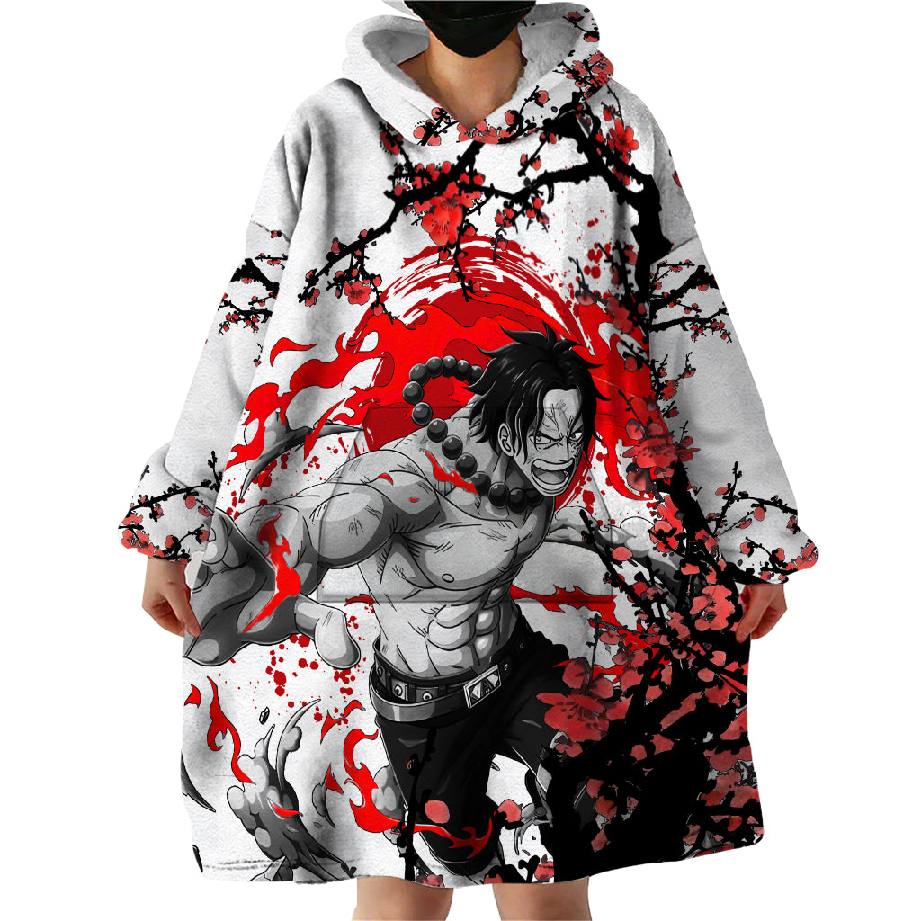 Portgas D. Ace- Japan Style One Piece Anime Wearable Blanket Hoodie