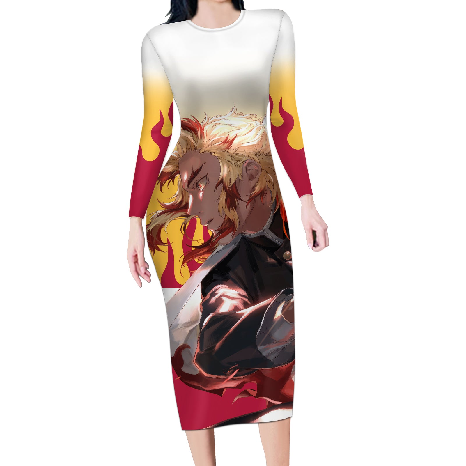 Kyojuro Rengoku - Demon Slayer Long Sleeve Bodycon Dress
