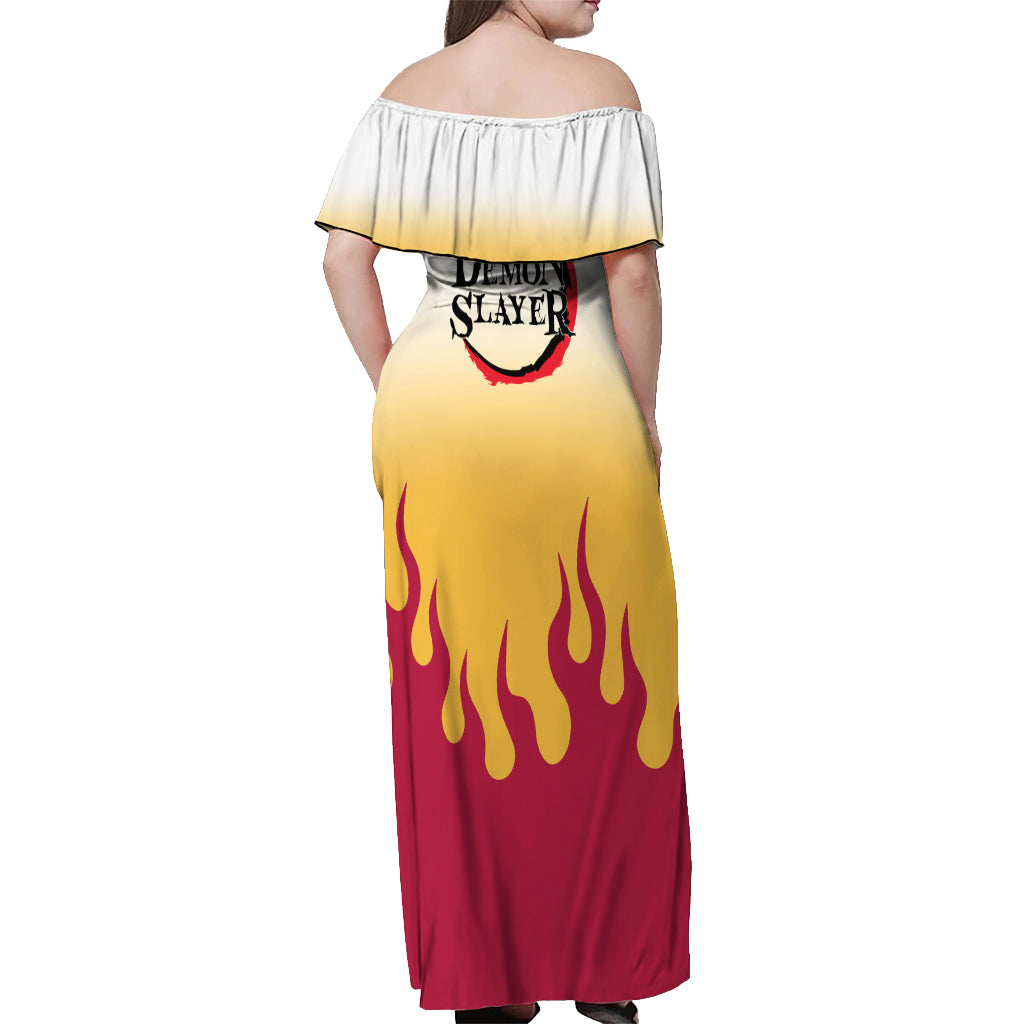 Kyojuro Rengoku - Demon Slayer Off Shoulder Maxi Dress