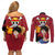Monkey D Luffy - One Piece Anime Couples Matching Off Shoulder Short Dress and Long Sleeve Button Shirt