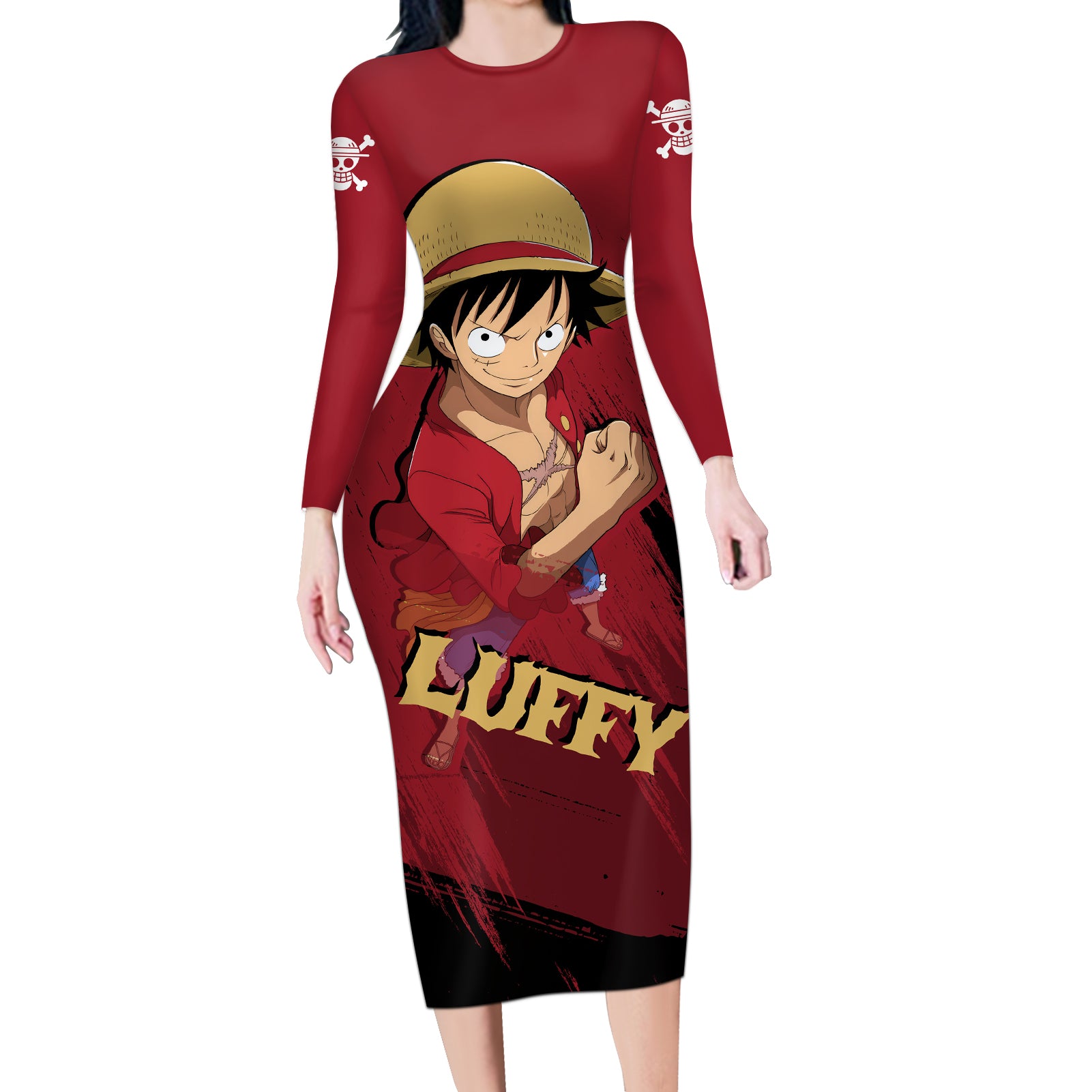 Monkey D Luffy - One Piece Anime Long Sleeve Bodycon Dress