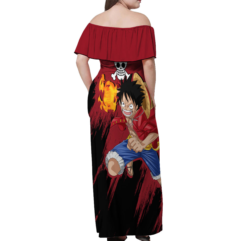 Monkey D Luffy - One Piece Anime Off Shoulder Maxi Dress