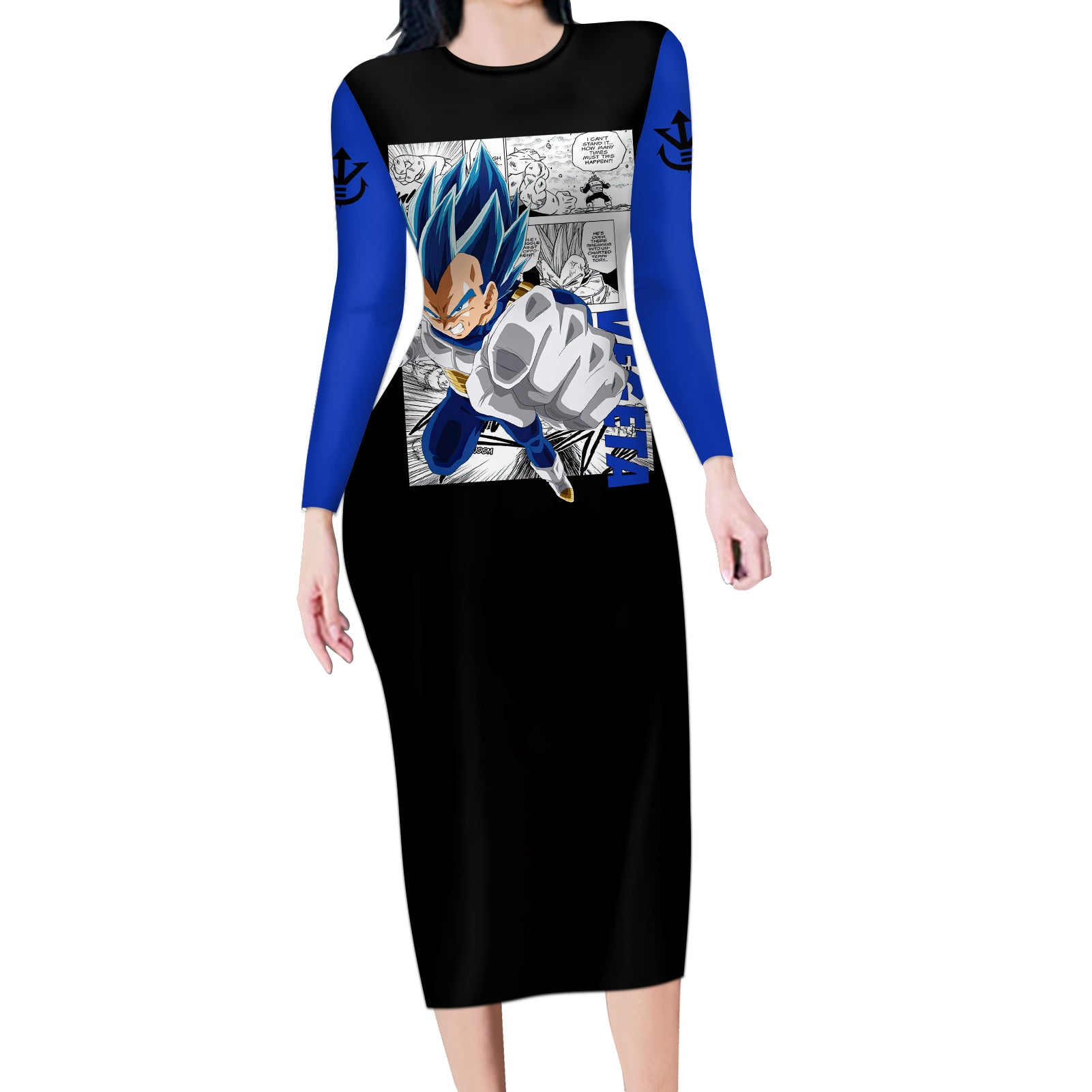 Vegeta Blue - Anime Manga Long Sleeve Bodycon Dress