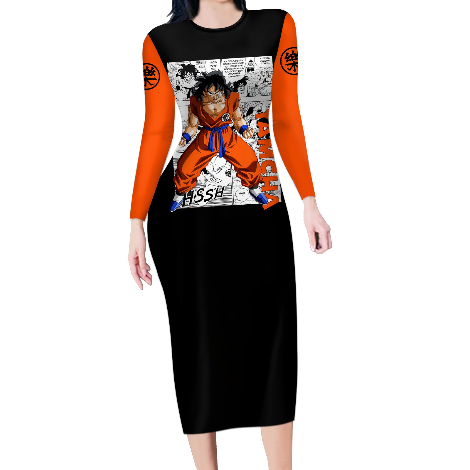 Yamcha - Dragonball Long Sleeve Bodycon Dress