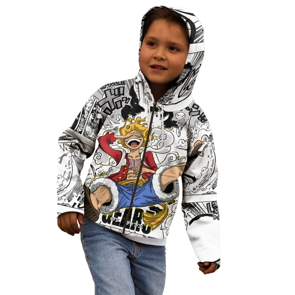 Luffy Gear 5 Awakening - One Piece Anime Mixed Manga Kid Hoodie