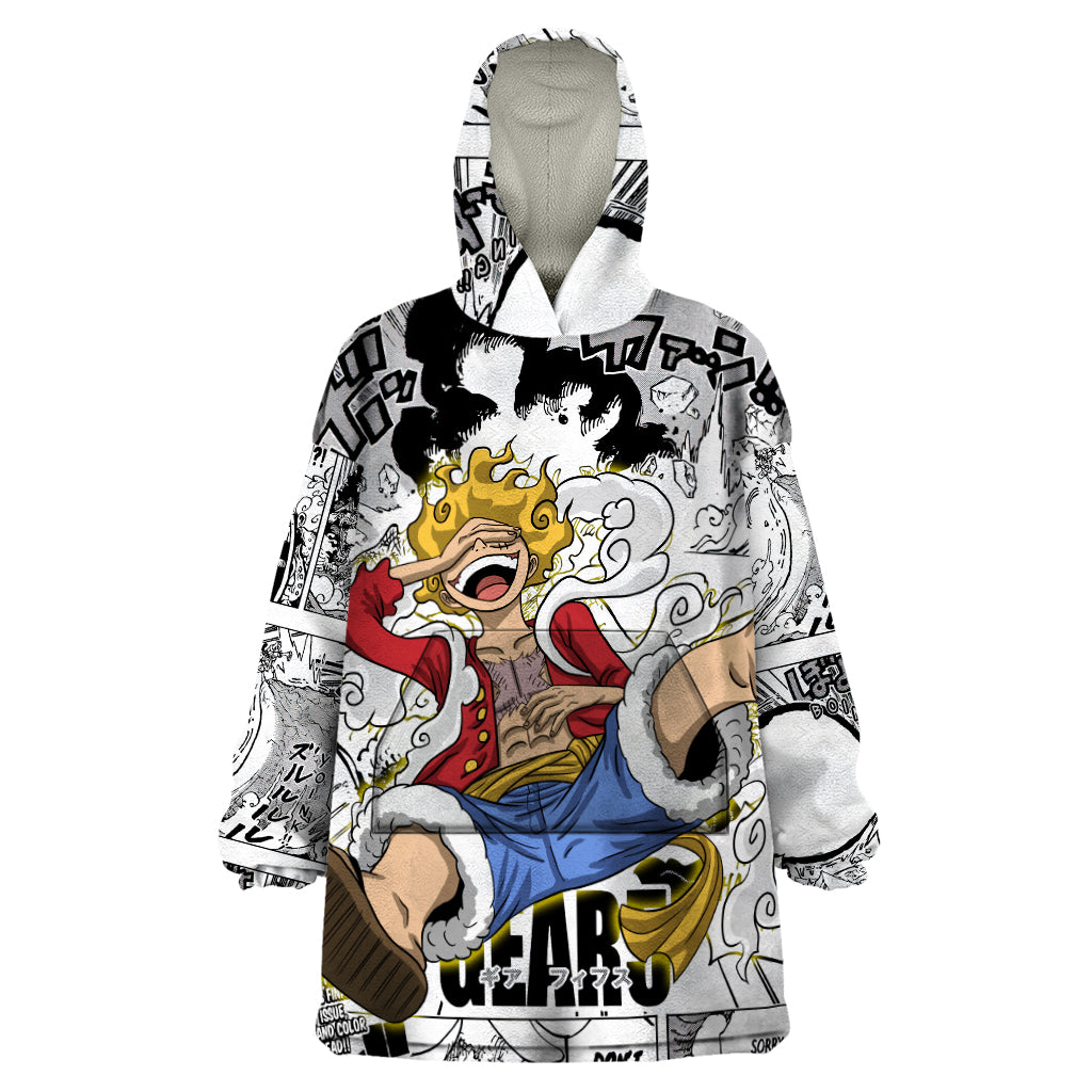 Luffy Gear 5 Awakening - One Piece Anime Mixed Manga Wearable Blanket Hoodie