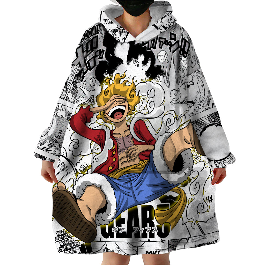 Luffy Gear 5 Awakening - One Piece Anime Mixed Manga Wearable Blanket Hoodie