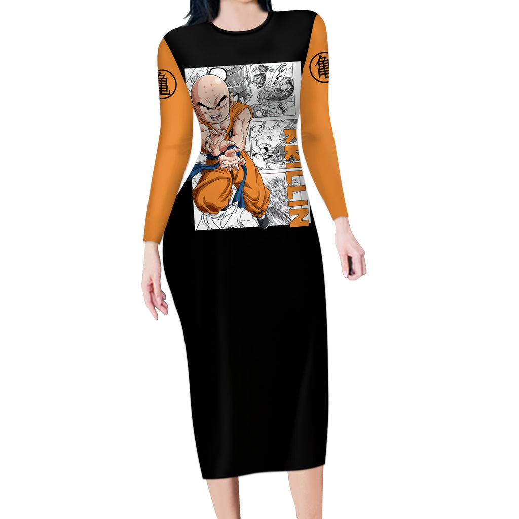 Krillin - Anime Manga Long Sleeve Bodycon Dress