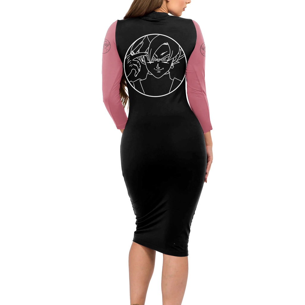 Goku Black Rose - Dragon Ball Anime Long Sleeve Bodycon Dress