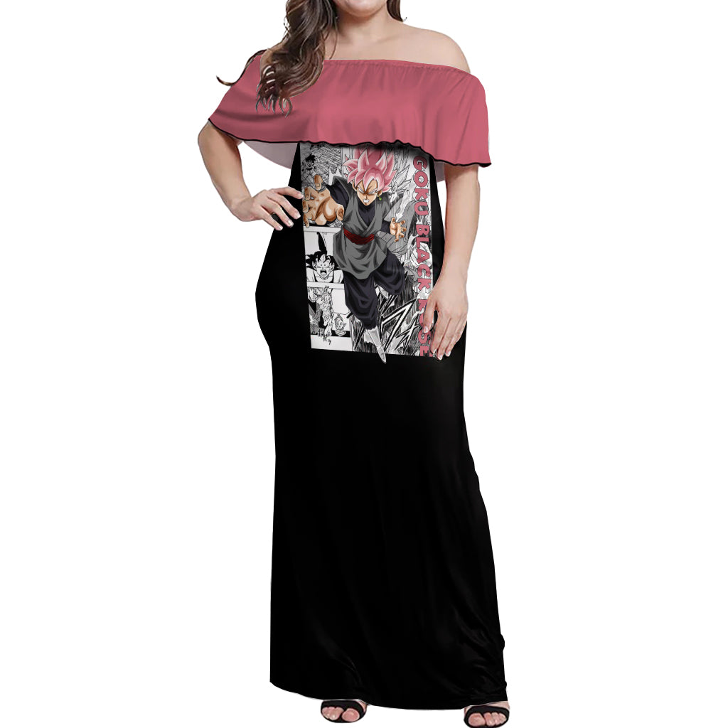 Goku Black Rose - Dragon Ball Anime Off Shoulder Maxi Dress