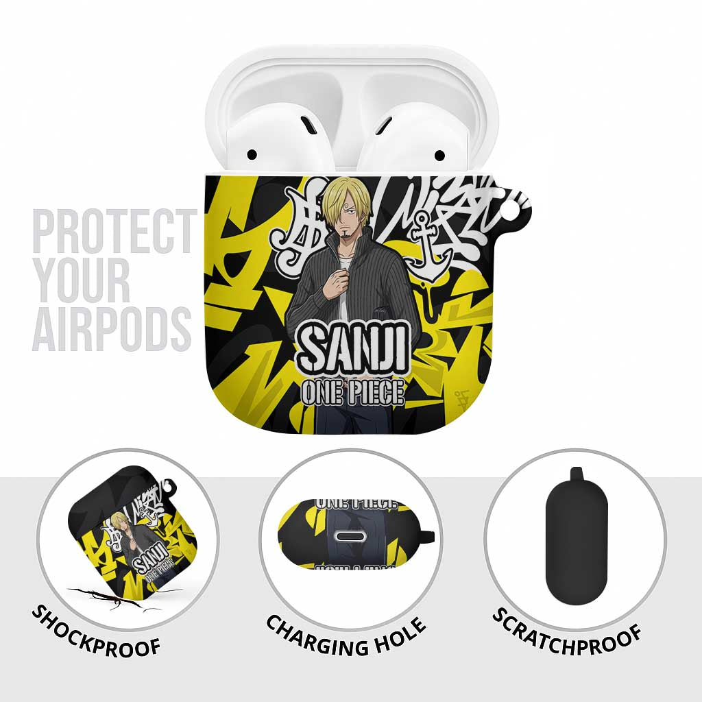 Vinsmoke Sanji One Piece AirPods Case Graffiti Street Art Anime Collage