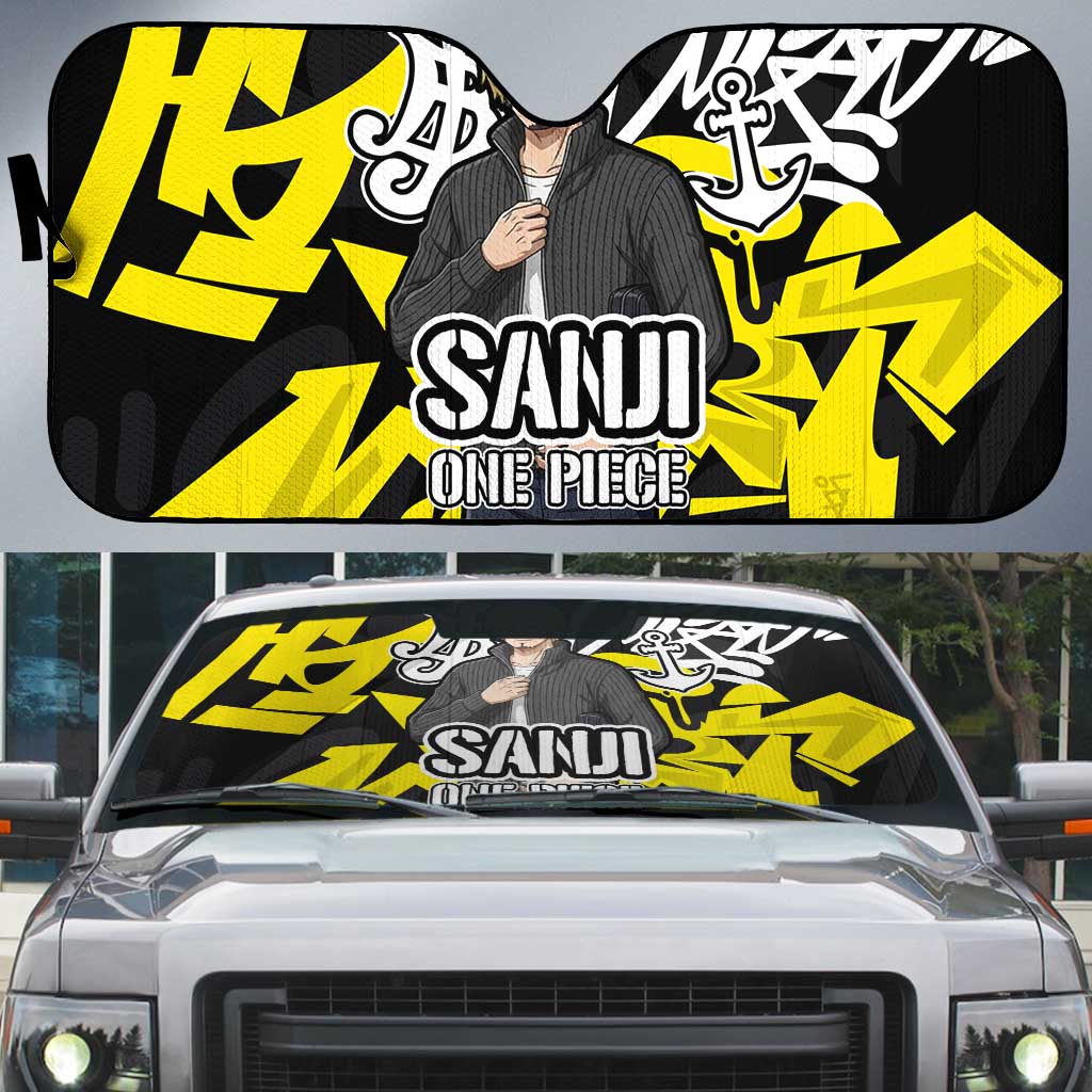 Vinsmoke Sanji One Piece Auto Sun Shade Graffiti Street Art Anime Collage
