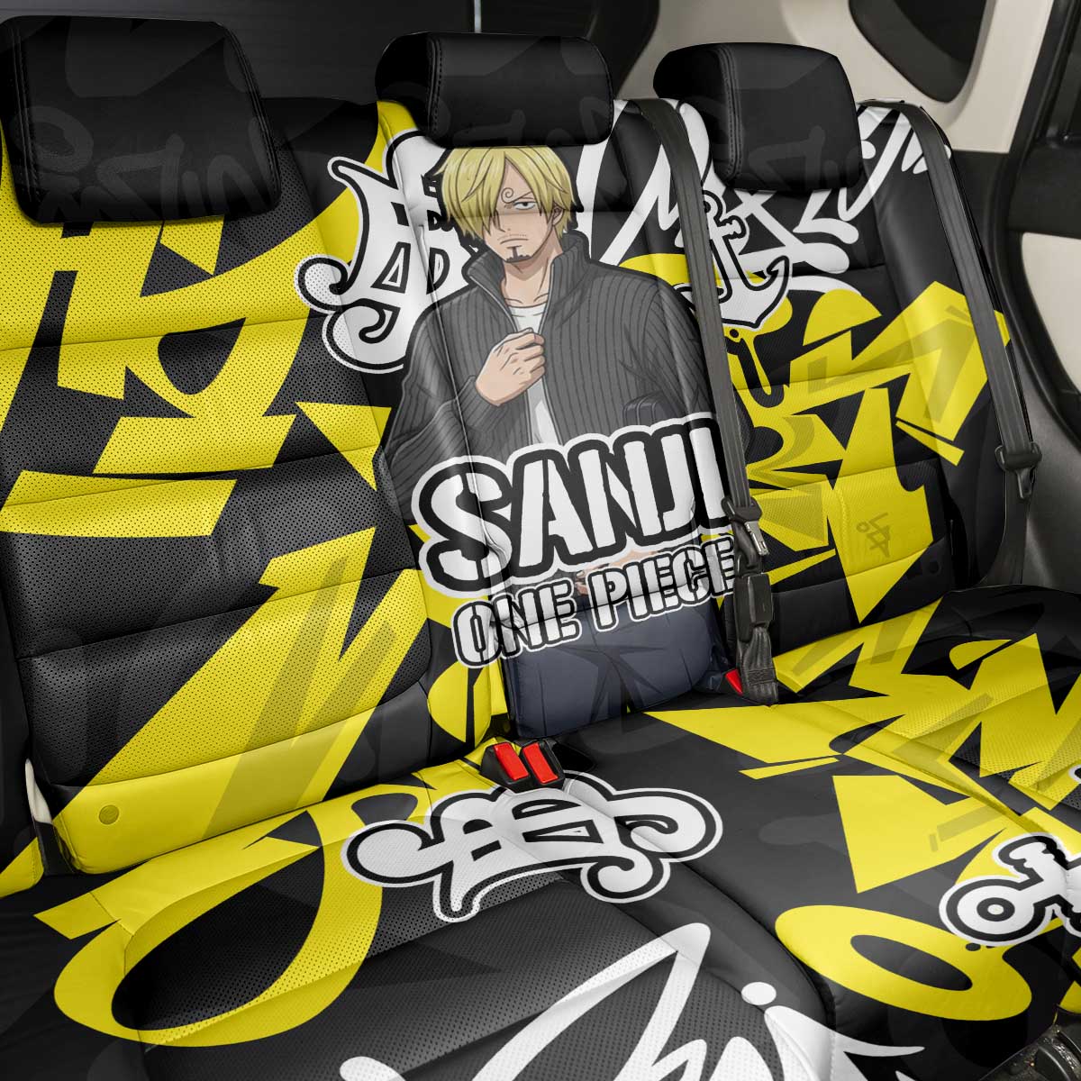 Vinsmoke Sanji One Piece Back Car Seat Cover Graffiti Street Art Anime Collage