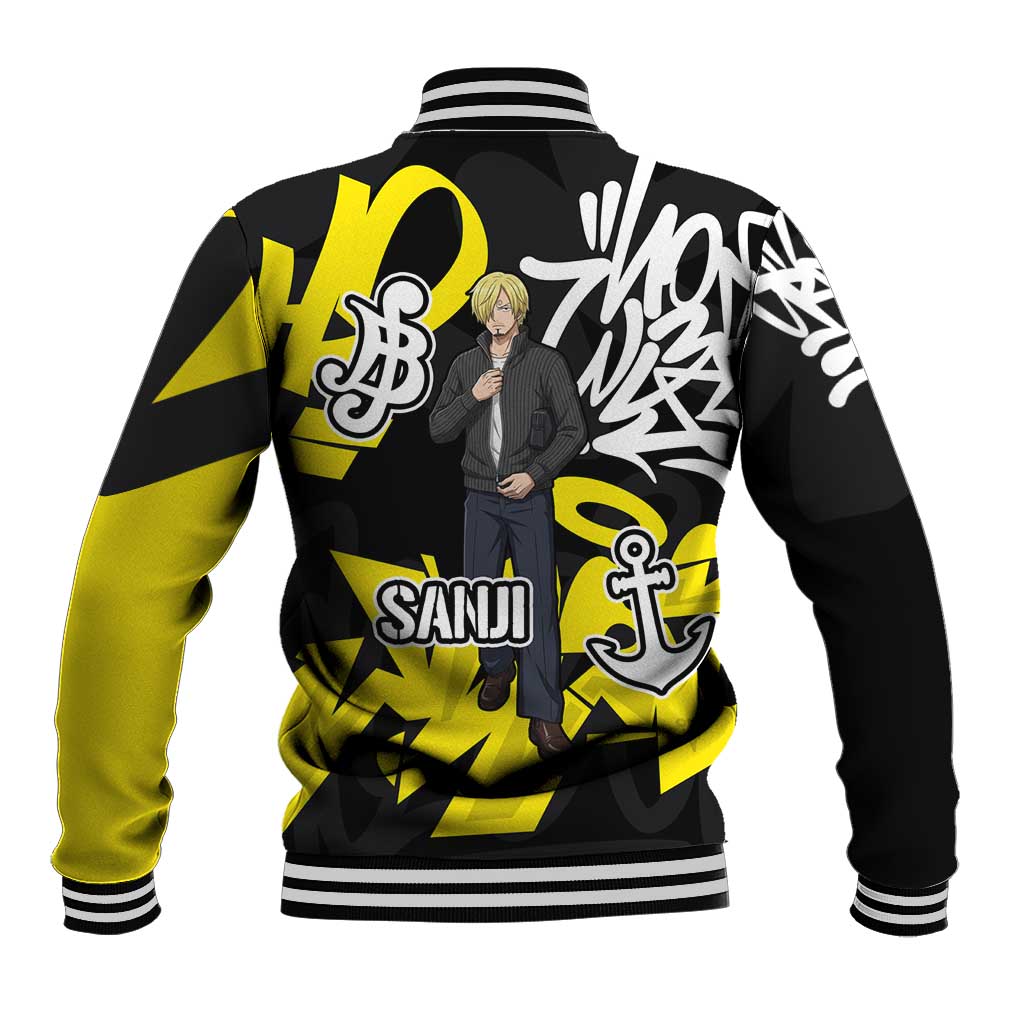 Vinsmoke Sanji One Piece Baseball Jacket Graffiti Street Art Anime Collage