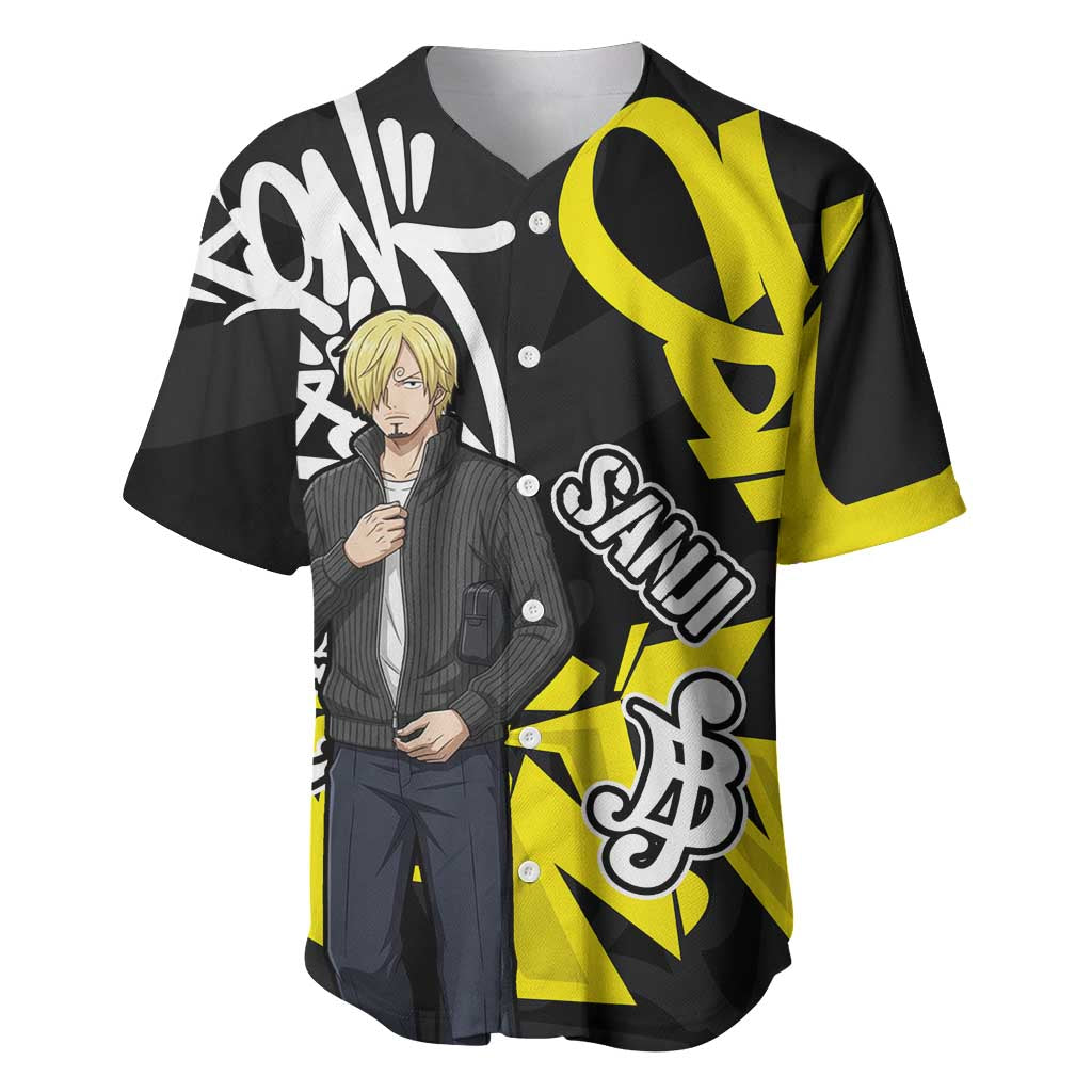 Vinsmoke Sanji One Piece Baseball Jersey Graffiti Street Art Anime Collage