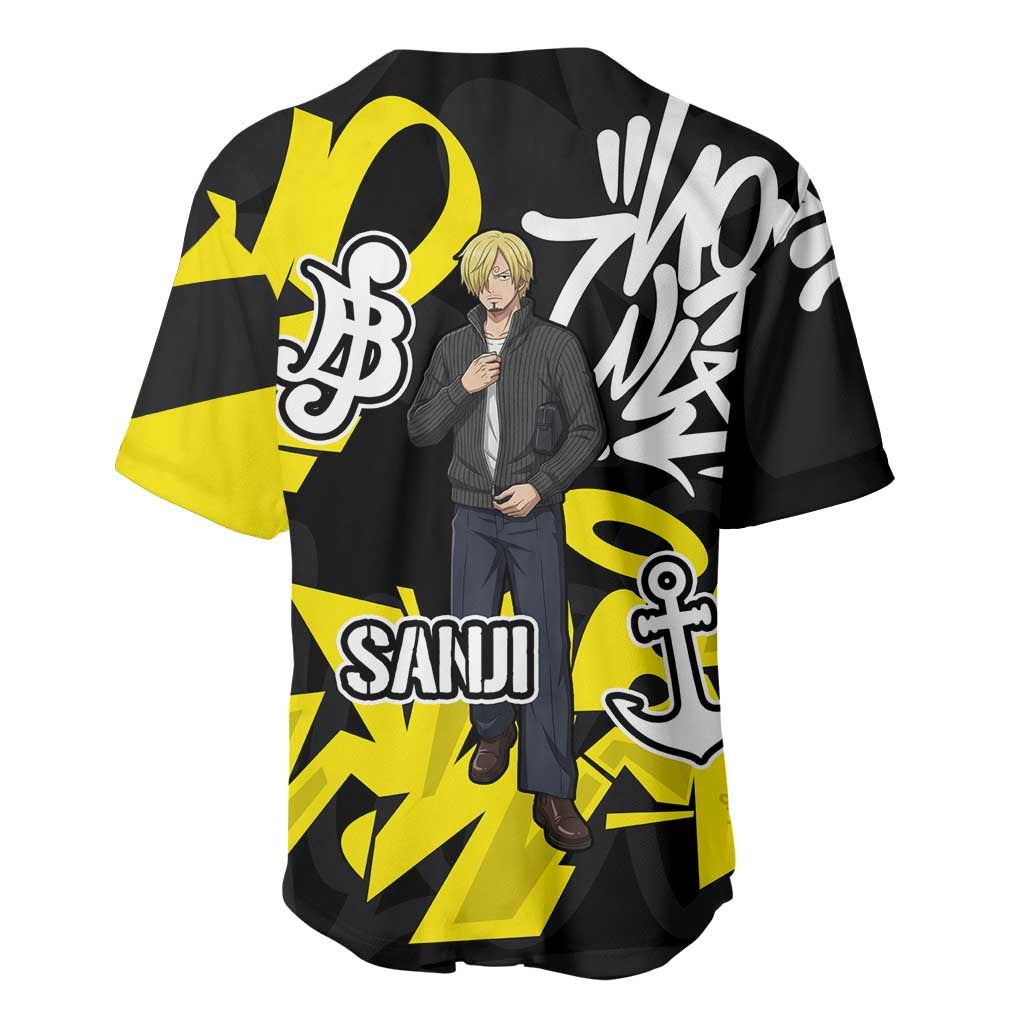 Vinsmoke Sanji One Piece Baseball Jersey Graffiti Street Art Anime Collage