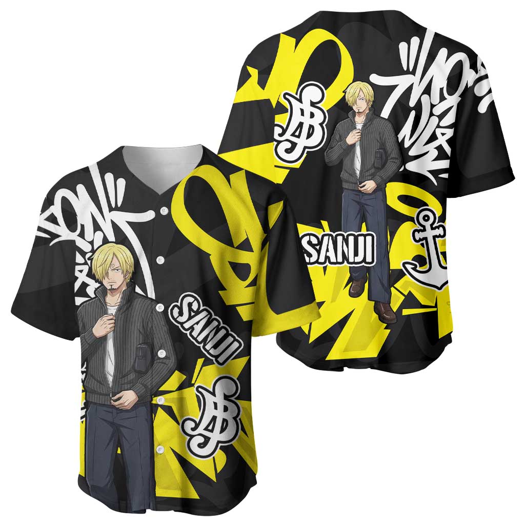 Vinsmoke Sanji One Piece Baseball Jersey Graffiti Street Art Anime Collage