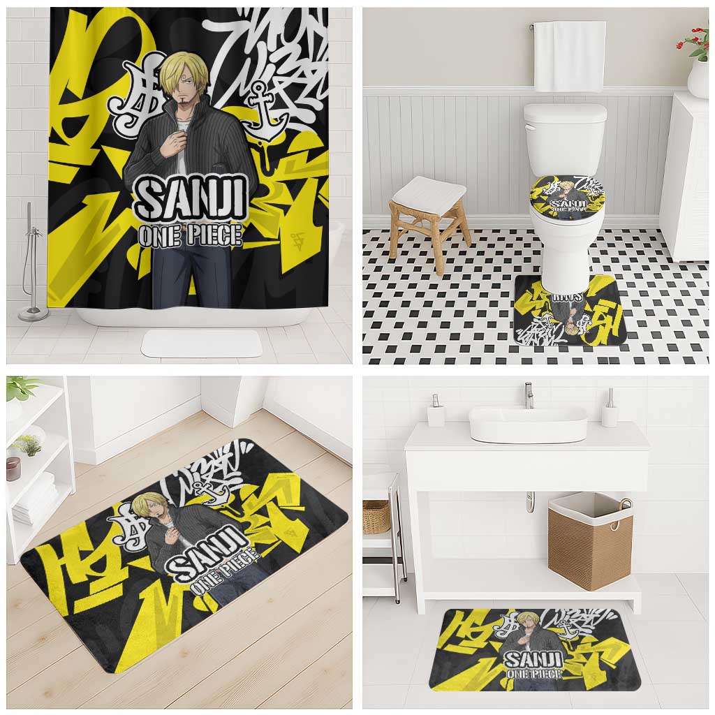 Vinsmoke Sanji One Piece Bathroom Set Graffiti Street Art Anime Collage