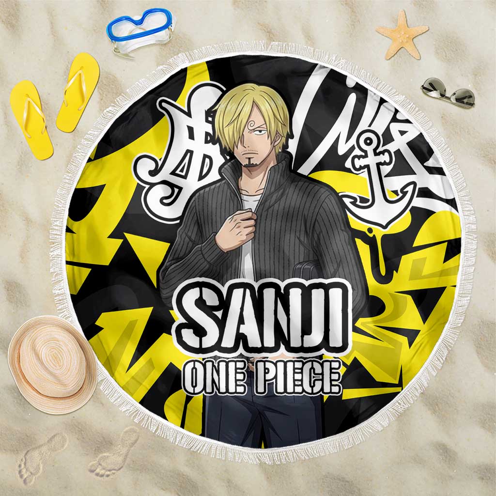 Vinsmoke Sanji One Piece Beach Blanket Graffiti Street Art Anime Collage