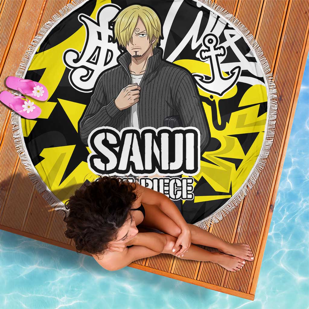 Vinsmoke Sanji One Piece Beach Blanket Graffiti Street Art Anime Collage